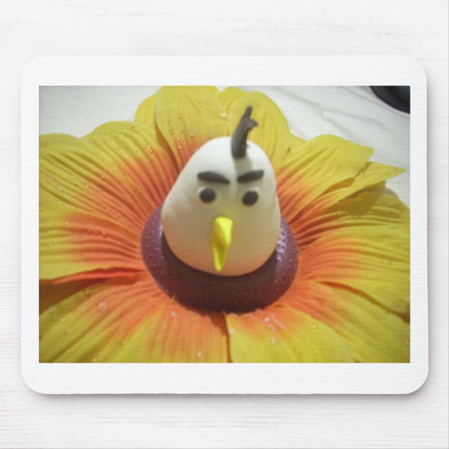 Sculpted Bird in Sunflower Art Print Mousepad (Vorne)
