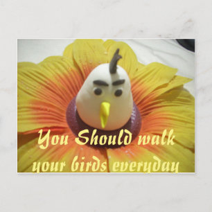 Sculpted Bird in Sunflower Art Print Postkarte