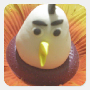 Sculpted Bird in Sunflower Art Print Quadratischer Aufkleber