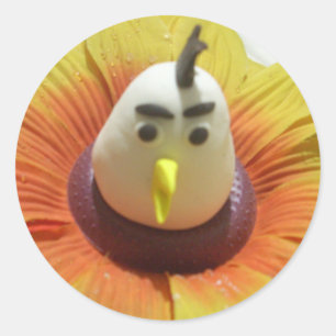 Sculpted Bird in Sunflower Art Print Runder Aufkleber