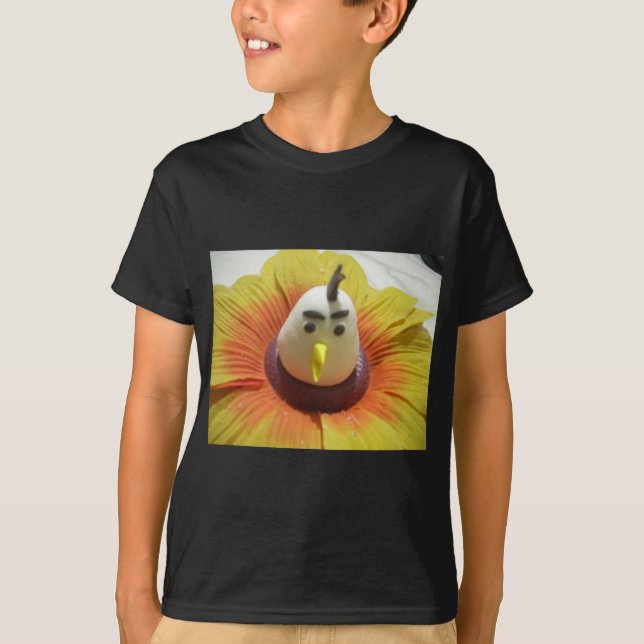 Sculpted Bird in Sunflower Art Print T-Shirt (Vorderseite)