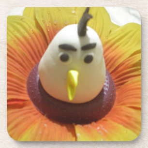 Sculpted Bird in Sunflower Art Print Untersetzer