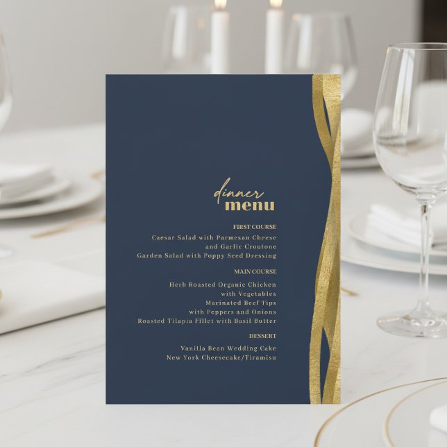 Sculptural Waves Hochzeitsmenü Navy Gold ID1312 (Von Creator hochgeladen)