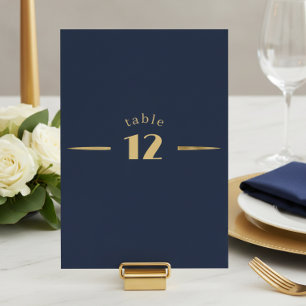 Sculptural Waves Tisch Nr. Navy Blau Gold ID1312 Einladung