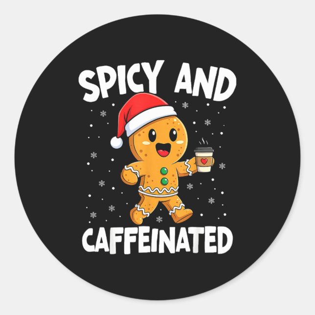 Scy And Caffeinated Coffee Women Gingerbread Chris Runder Aufkleber (Vorderseite)