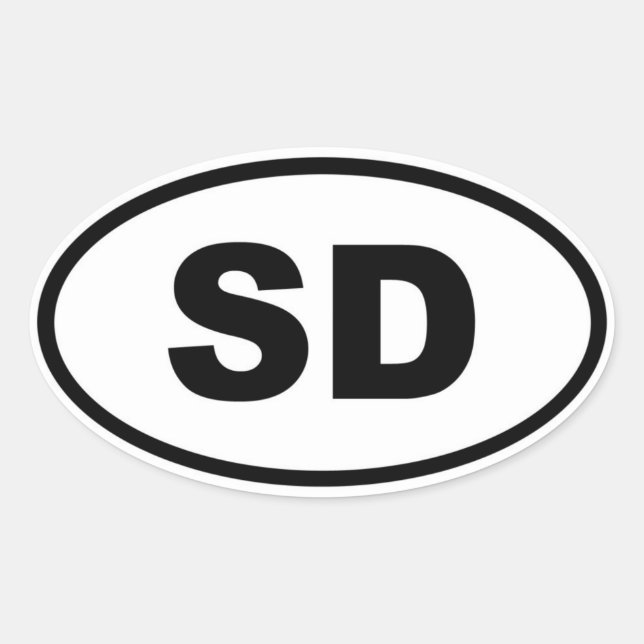 SD South Dakota Ovaler Aufkleber (Vorderseite)