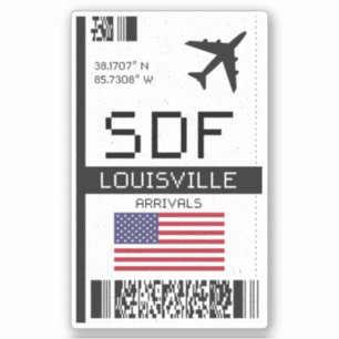 SDF Louisville, Kentucky Boarding Pass - Flughafen Aufkleber