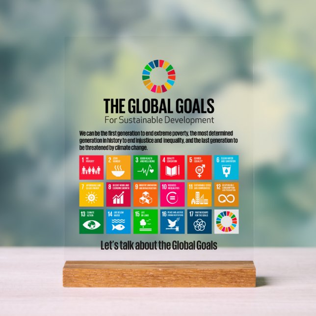 SDG Executive Desk Sign- ESG Office Motivator Acrylschild (Neutral)