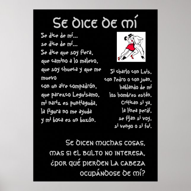 Se dice de mi Texte Tango Poster (Vorne)