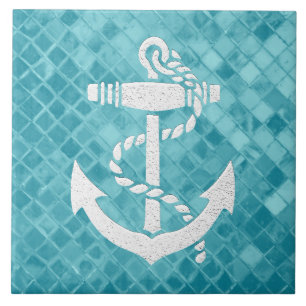Sea Anchor auf Aqua Sea Glass Pattern Fliese