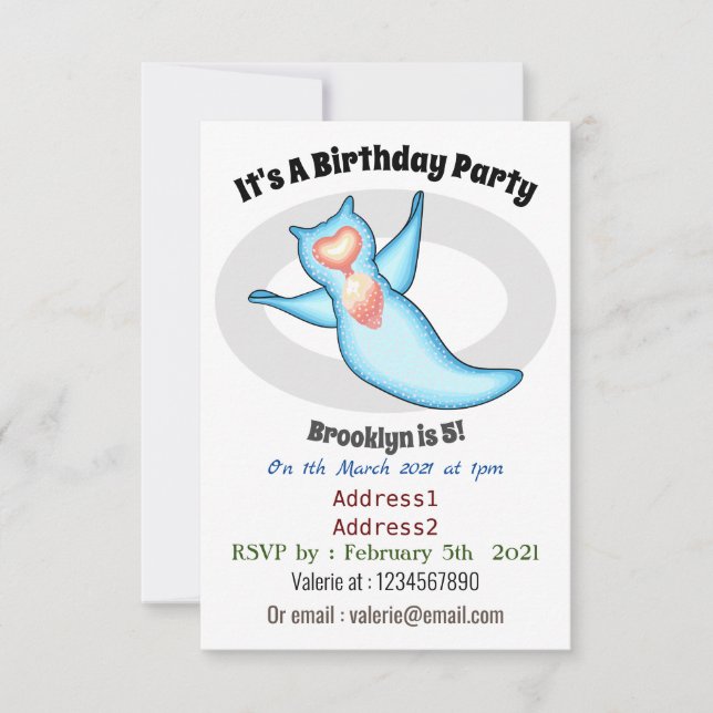 Sea angel cartoon illustriert einladung (Vorderseite)