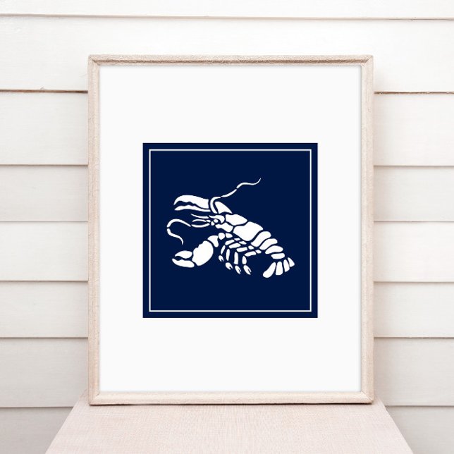 Sea Animal Hummer Blue White Coastal Nautic Poster (Von Creator hochgeladen)