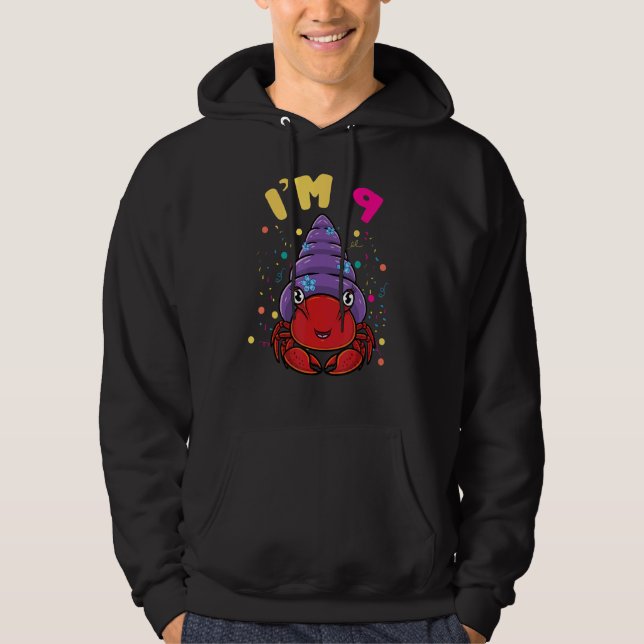 Sea Animal Im 9 Hermit Crab 9th Birthday Hoodie (Vorderseite)