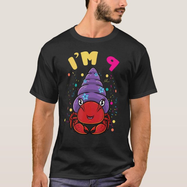 Sea Animal Im 9 Hermit Crab 9th Birthday T-Shirt (Vorderseite)