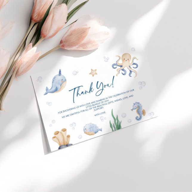 Sea Animals Baby Dusche Danke Karte (Von Creator hochgeladen)