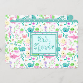 Sea Animals Baby Shower Einladung