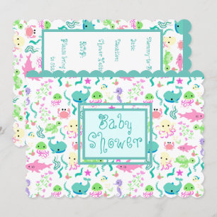 Sea Animals Baby Shower Einladung
