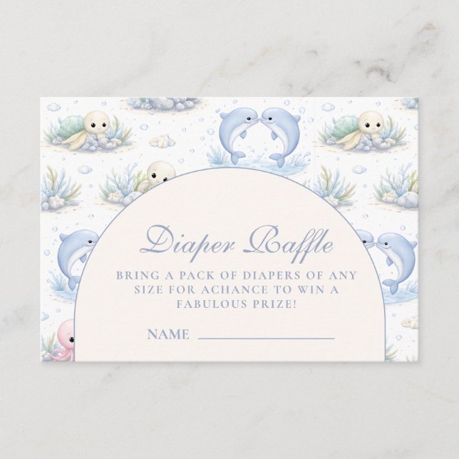 Sea Animals Elegant Arch Diapper Raffle Begleitkarte (Vorderseite)