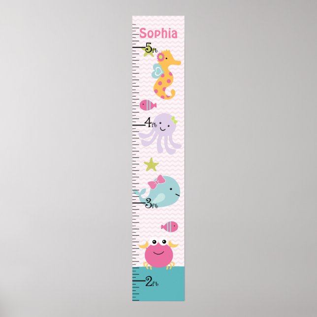 Sea Animals Ocean Life Growth Chart Behielt auf 8x Poster (Vorne)
