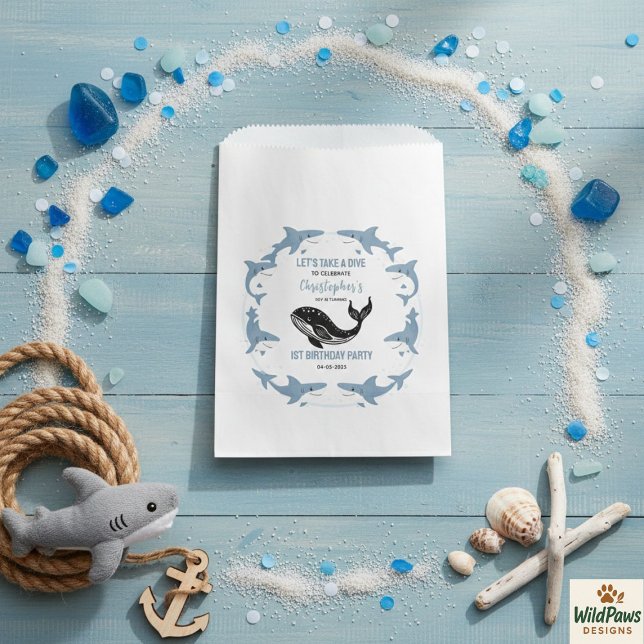 Sea Animals Shark 1st Birthday | Under the Sea  Geschenktütchen (Sea Animals Shark 1st Birthday | Under the Sea Favor Bag
)