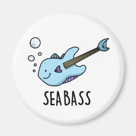 Sea Bass Funny Bass Guitar Fish Puff Magnet