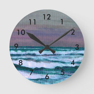 Sea Beach Clock Ocean Waves Seascape Runde Wanduhr