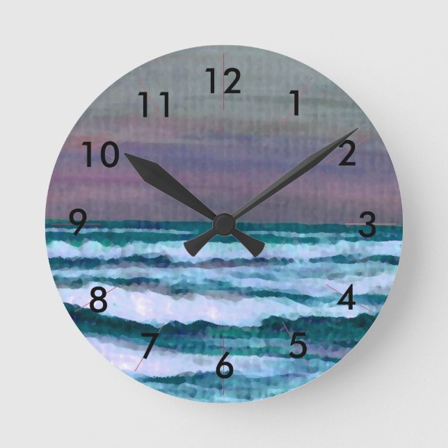 Sea Beach Clock Ocean Waves Seascape Runde Wanduhr (Vorderseite)