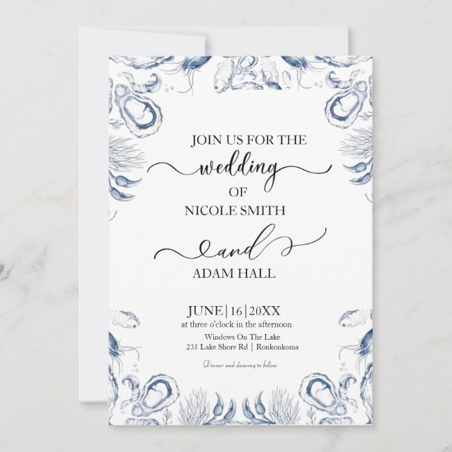  Sea Beach Wedding Invitation |Coastal Destination Einladung (Vorderseite)