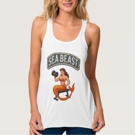 Sea Beast Gym Mermaid | Retro Pin-Up Activewear  Tank Top