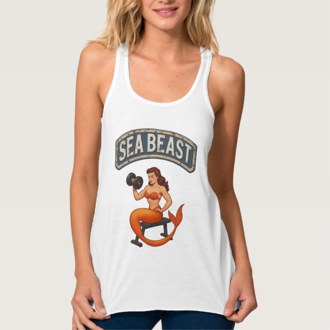 Sea Beast Gym Mermaid | Retro Pin-Up Activewear  Tank Top (Vorderseite)