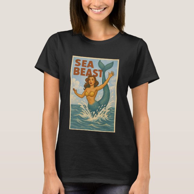 Sea Beast Retro Mermaid | Funny Coastal Beach Life T-Shirt (Vorderseite)
