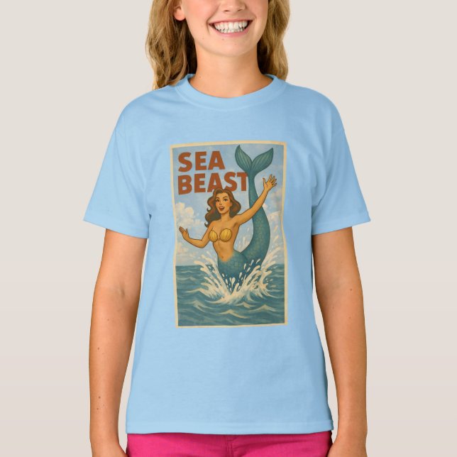 Sea Beast Retro Mermaid | Funny Coastal Beach Life T-Shirt (Vorderseite)