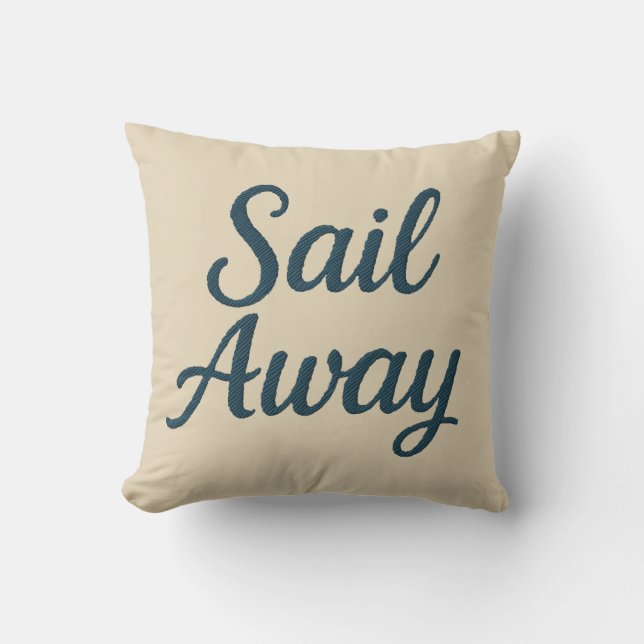 Sea Beige & Navy Blue Script-Segel Kissen (Vorderseite)