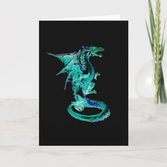Sea Blue Dragon Grußkarte Eigene Text hinzufügen Karte (Vorderseite)