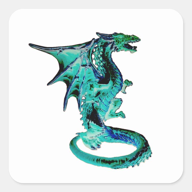 Sea Blue Dragon Quadratischer Aufkleber (Vorderseite)
