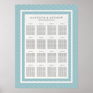 Sea Blue Green Wave Muster Hochzeitstabelle Poster