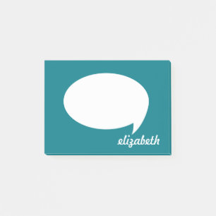 Sea Blue Talk Blubble Personalisierter Name Post-it Klebezettel