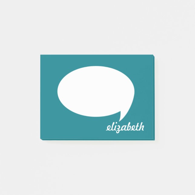 Sea Blue Talk Blubble Personalisierter Name Post-it Klebezettel (Vorderseite)