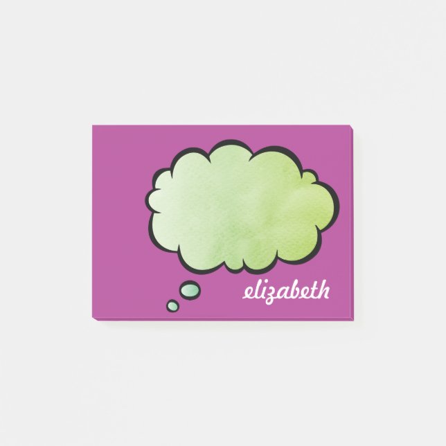 Sea Blue Talk Blubble Personalisierter Name Post-it Klebezettel (Vorderseite)