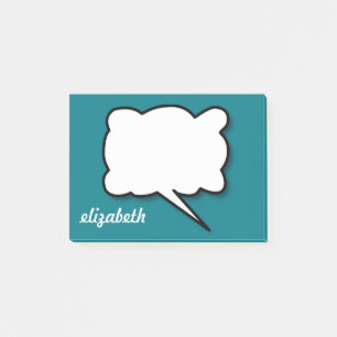 Sea Blue Talk Blubble Personalisierter Name Post-it Klebezettel