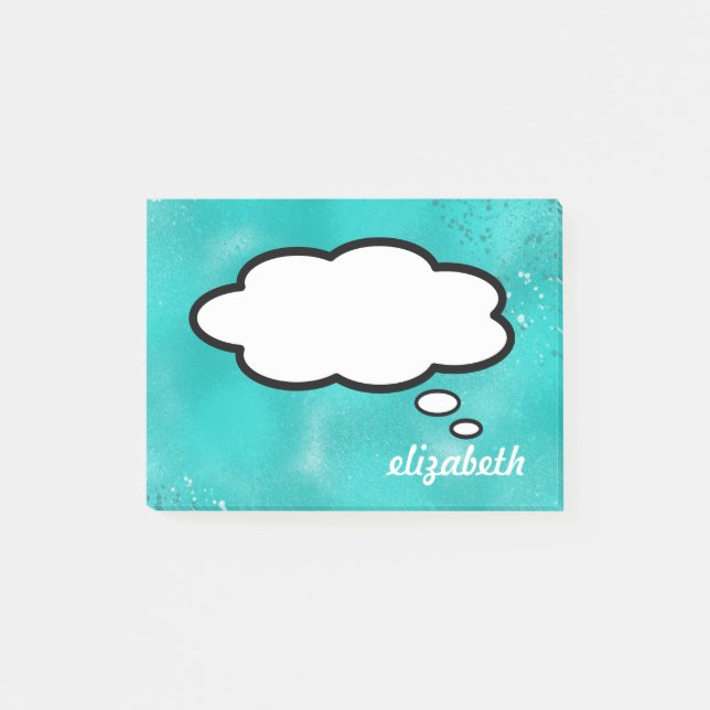 Sea Blue Talk Blubble Personalisierter Name Post-it Klebezettel (Vorderseite)