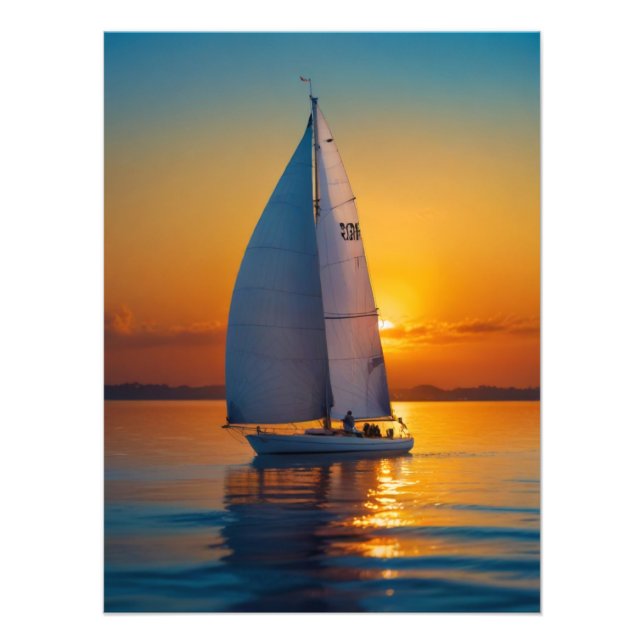 Sea Boat Sail Sunset Fotodruck (Vorne)