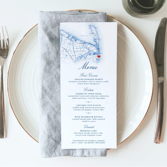 Sea Bright New Jersey Map Hochzeit in Urlaubsort Menükarte (These Sea Bright New Jersey Wedding menus are perfect for a Windows on the Water destination wedding)