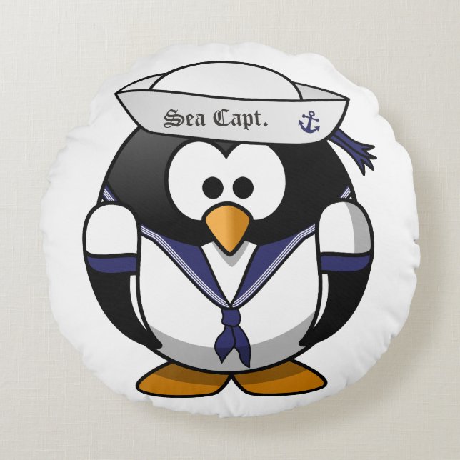 Sea Capt Pinguin Pillow Rundes Kissen (Vorderseite)