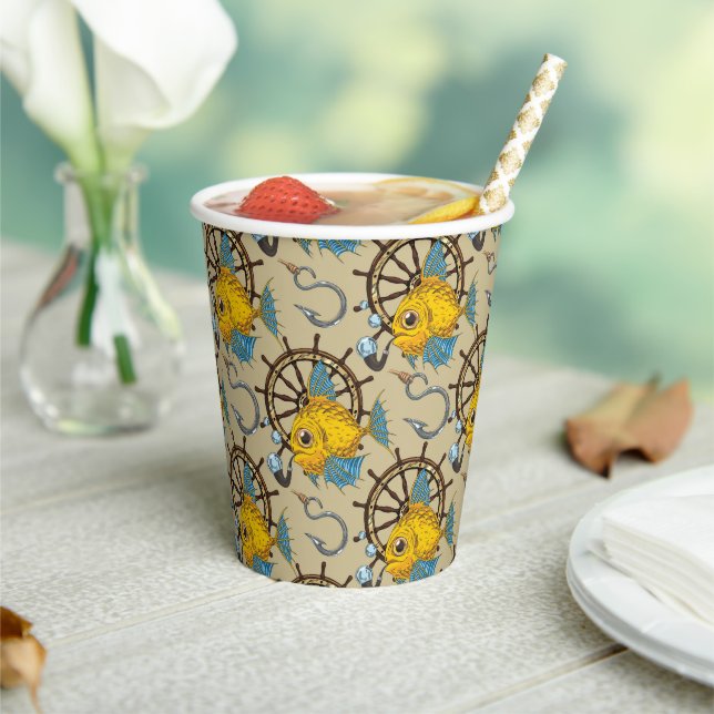 Sea Captain Fish Pattern Pappbecher (In Situ)