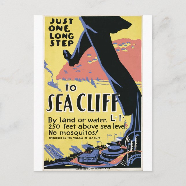 Sea Cliff New York Werbeplakat Postkarte (Vorderseite)
