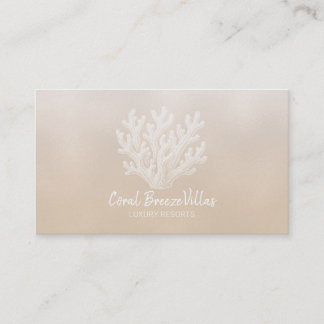 Sea Coral Silhouette | Lt Sand Pearl Business Card Visitenkarte
