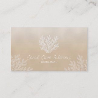 Sea Coral Silhouette | Sandy Pearl Business Card Visitenkarte
