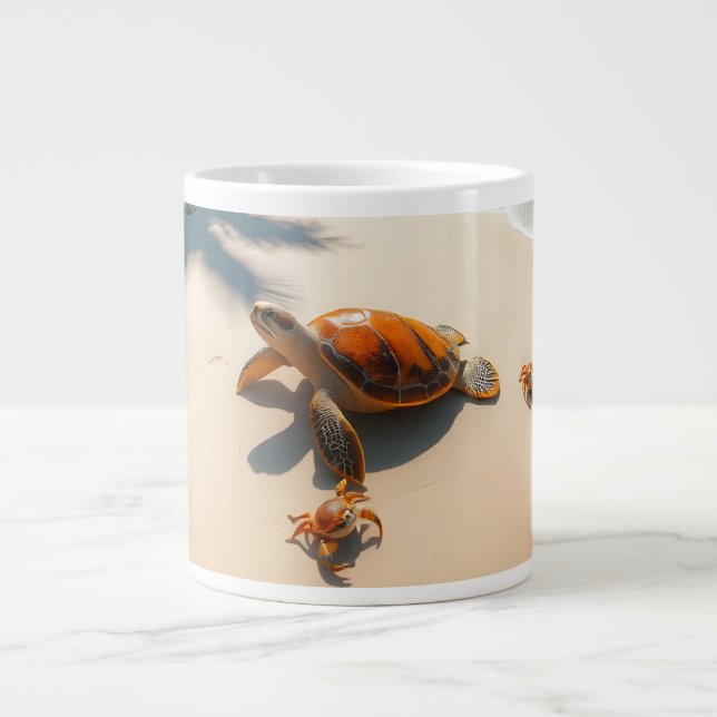 Sea  Crabs on Tropical Beach – Serene Ocea Jumbo-Tasse (Vorderseite)
