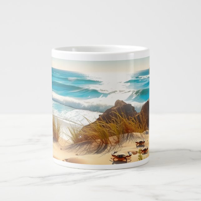 Sea  Crabs on Tropical Beach – Serene Ocea Jumbo-Tasse (Vorderseite)